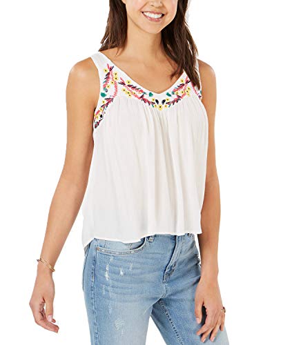 Juniors' Sleeveless Embroidered Top